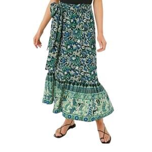 New Tuckernuck Women's XS Green Floral Hampton A-Line Skirt Maxi 2004-Z